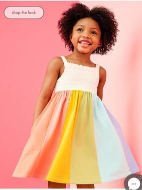 [Hanna Andersson] Rainbow Stripe Sundress - White Smocked Top